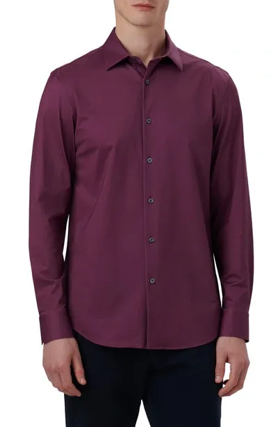 Bugatchi Men's Ooohcotton Tech James Long-sleeve Shirt In Burgundy