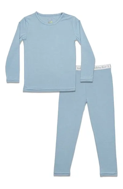 Bellabu Bear Kids' Oasis Solid Two-piece Fitted Pajamas In Blue