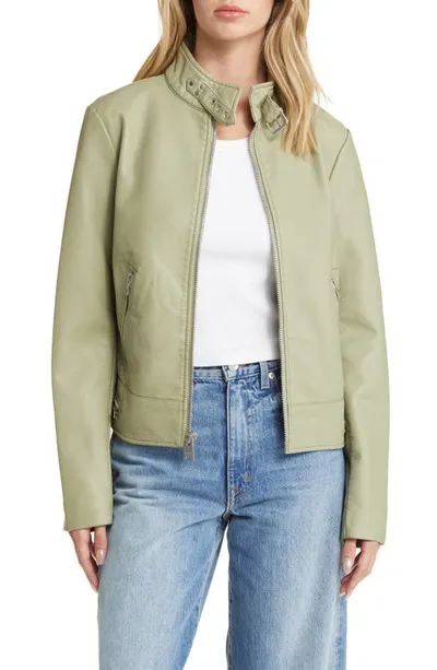 Levi's Faux Leather Racer Jacket In Tea Green