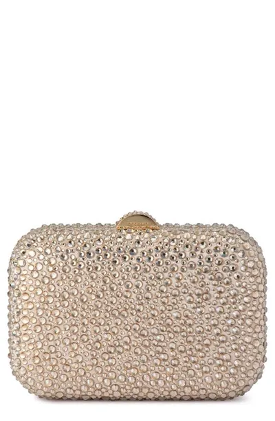 Olga Berg Casey Hot Fix Crystal Clutch In Champagne