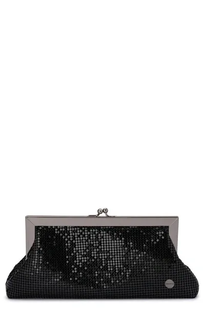 Olga Berg Zara Mesh Frame Clutch In Black