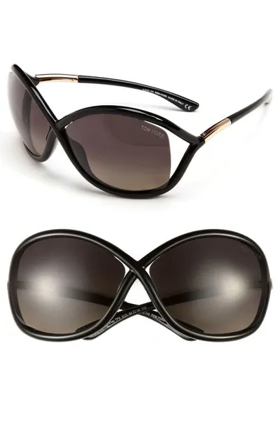 Tom Ford Whitney 64mm Oversize Polarized Sunglasses In Shiny Black