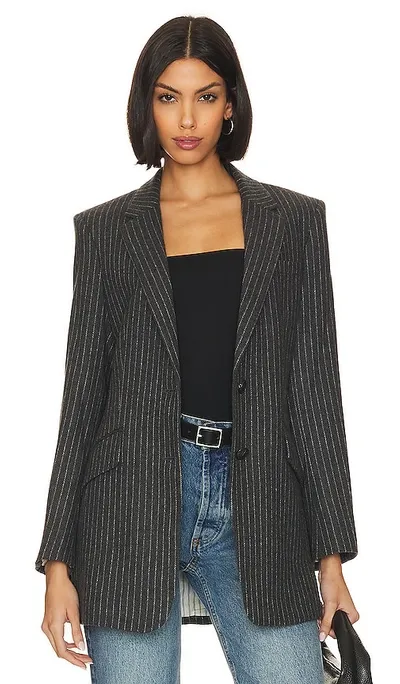 Rag & Bone Charles Pinstripe Italian Wool Blazer In Grey Stripe