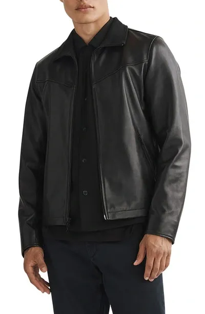 Rag & Bone Grant Stand Collar Leather Jacket In Black