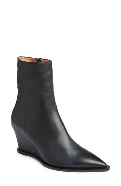 Atp Atelier Pratella Pointed Toe Wedge Bootie In Black