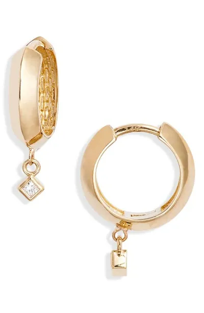 Zoë Chicco Princess Diamond Knife Edge Huggie Hoop Earrings In Gold