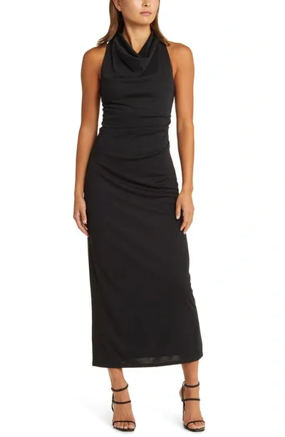 Wayf The Georgina Cowl Neck Gown In Black