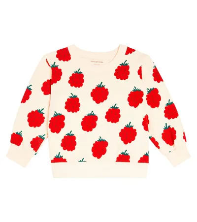 Tinycottons Kids' Raspberries Cotton Jersey Sweatshirt In Light Cream