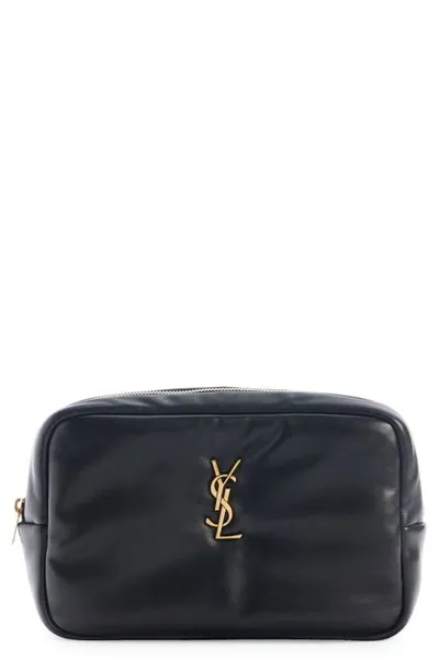 Saint Laurent Cassandre Baby Leather Pouch In Nero