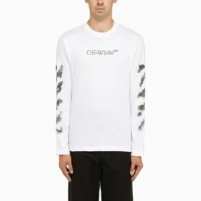 Off-white White Long-sleeved T-shirt In Black