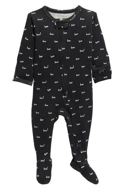 L'ovedbaby Babies' Halloween Boo Print Fitted One-piece Organic Cotton Footie Pajamas