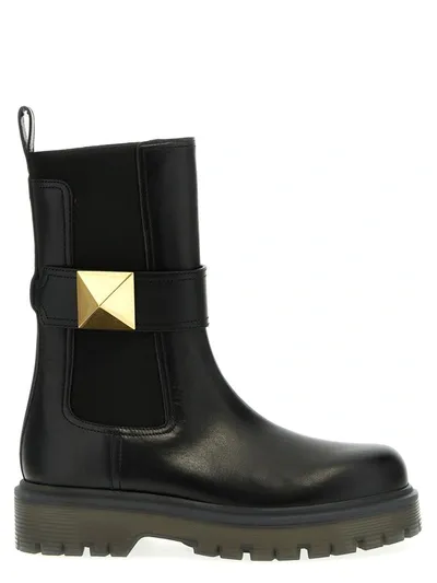 Valentino Garavani One Stud Boots, Ankle Boots In Black