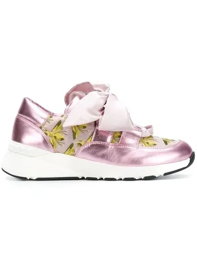 Casadei Ribbon Laced Sneakers In Pink