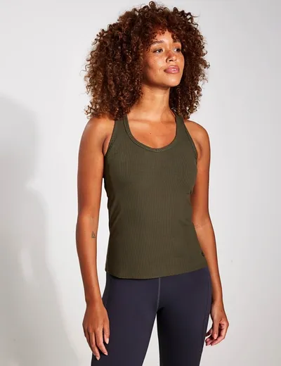 Lilybod Leera Ribbed Tank In Green