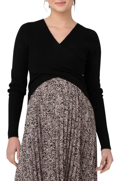 Ripe Maternity Willa Nursing Crop Sweater In Black