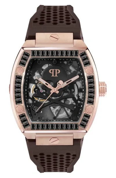 Philipp Plein The Skeleton Crystal-accent 44mm In Black/brown