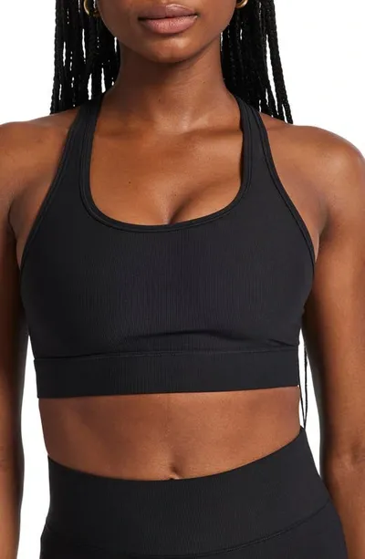 Bandier Center Stage Racerback Sports Bra In Black