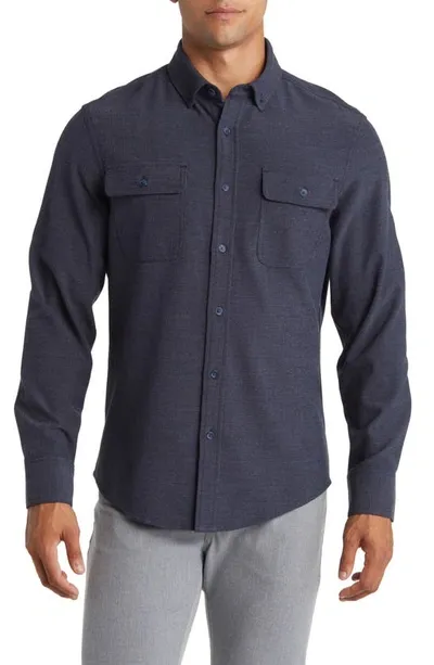 Mizzen + Main City Trim Fit Stretch Flannel Button-down Shirt In Blue