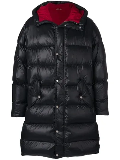 Valentino Oversize Vltn Hooded Nylon Down Coat In Black