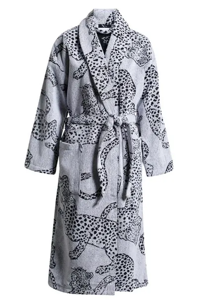 Desmond & Dempsey Print Terry Cloth Robe In Jag Cream