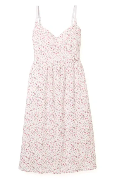 Petite Plume Luxe Floral Pima Cotton Maternity Nightgown In Pink