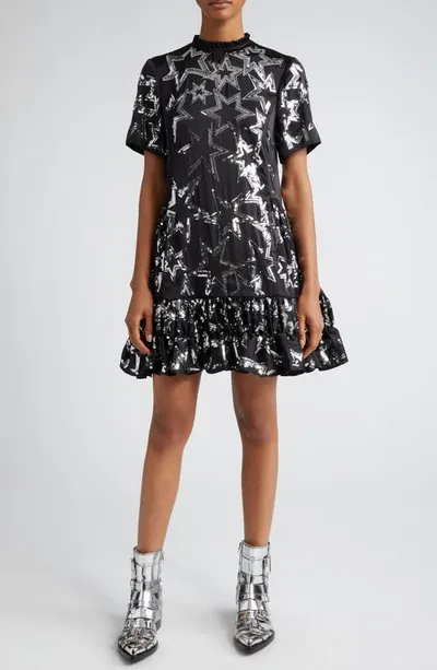 Rabanne Star-motif Sequin-embellished Dress In Black