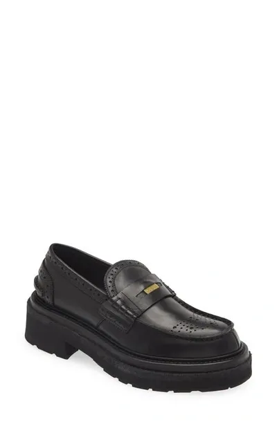 Sacai Brogue Platform Penny Loafer In Black