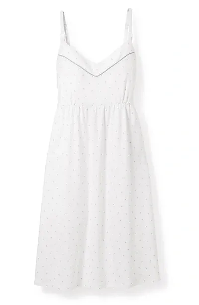 Petite Plume Luxe Star Print Pima Cotton Maternity Nightgown In White