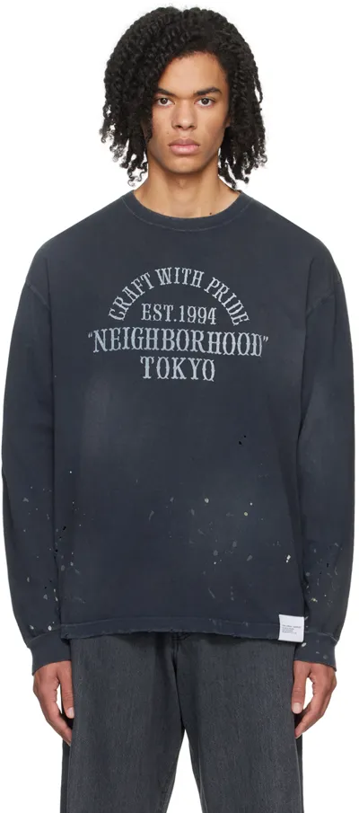 Neighborhood Damage Distressed Sweatshirt In Black