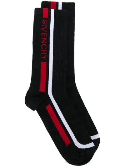 Givenchy Men's Logo Typographic Cotton Socks In Black