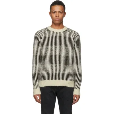 Saint Laurent Contrast Rib Wool & Alpaca Blend Sweater In 1095 Black