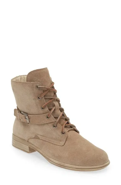 Naot Alize Zip Combat Boot In Almond Suede