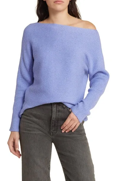 Treasure & Bond Rib Boat Neck Sweater In Purple Jacquard