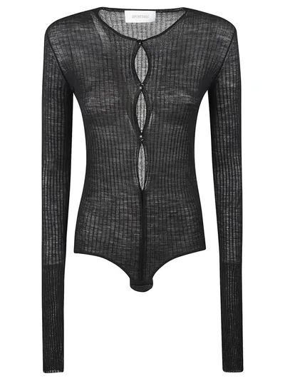 Sportmax Dinar Ribbed Bodysuit In Negro