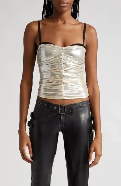 Miaou Renzo Ruched Tube Top In Metallic