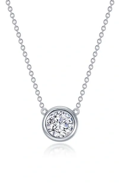 Lafonn Simulated Diamond Bezel Set Pendant Necklace In White