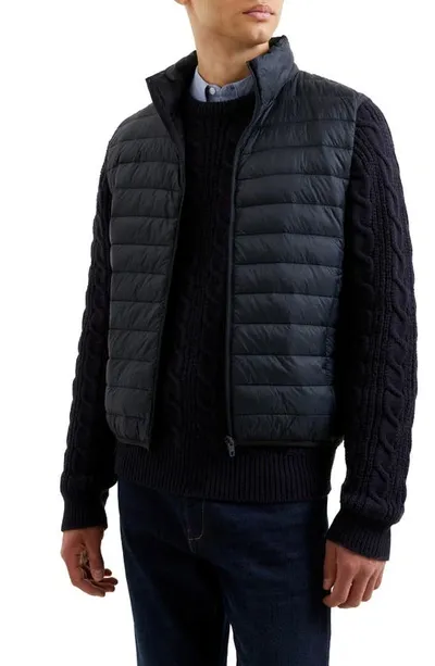 French Connection Row 3 Water Repellent Nylon Puffer Vest In Dark Navy