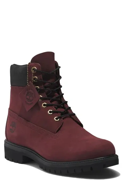 Timberland 6 Inch Premium Waterproof Boot In Burgundy Nubuck