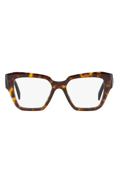 Prada 52mm Square Optical Glasses In Tortoise