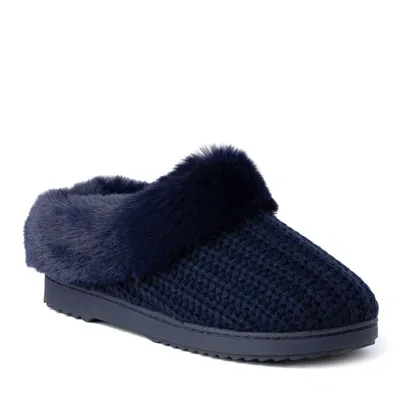 Dearfoams Women's Hannah Festive Knit Clog Slippers In Peacoat