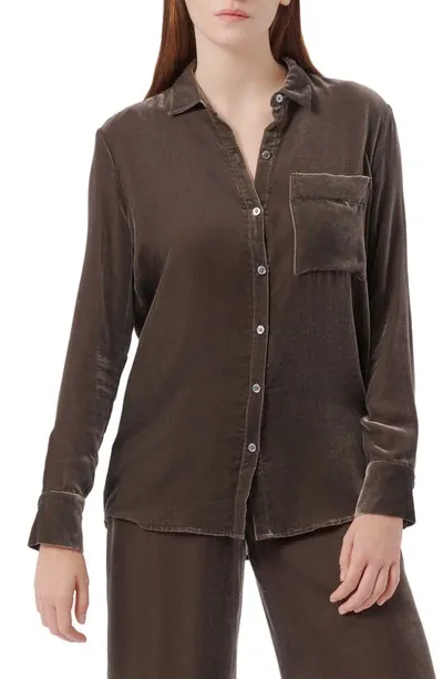 Atm Anthony Thomas Melillo Velvet Boyfriend Shirt In Truffle Grey