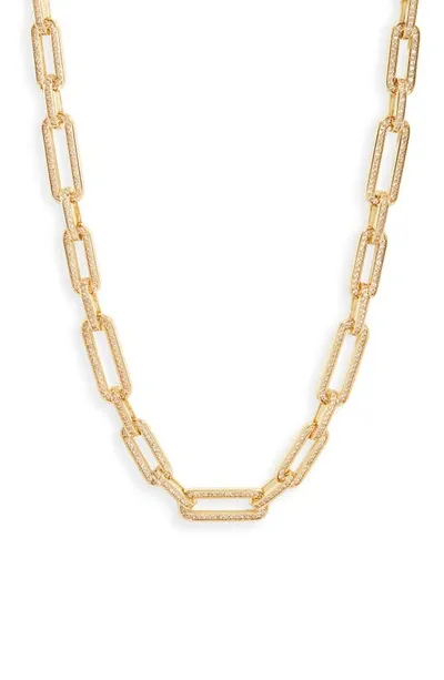 Vidakush Pavé Paper Clip Link Chain Necklace In Gold