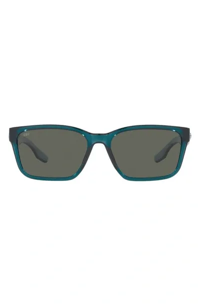 Costa Del Mar Palmas 57mm Polarized Rectangular Sunglasses In Teal