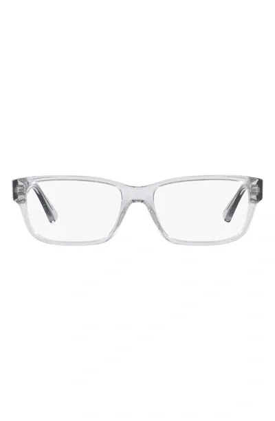 Prada 56mm Rectangular Optical Glasses In Shiny Gunmet