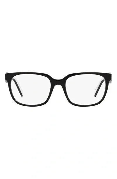 Prada 54mm Rectangular Optical Glasses In Black