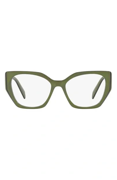 Prada 54mm Square Optical Glasses In Dark Green