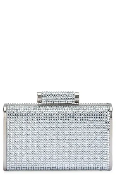 Olga Berg Bae Hot Fix Crystal Frame Clutch In Silver