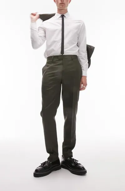 Topman Slim Fit Dress Pants In Khaki