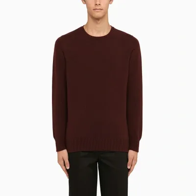 Drumohr Bordeaux Cashmere Crew-neck Sweater In Burgundy