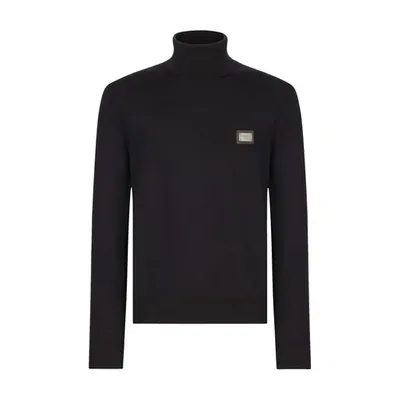 Dolce & Gabbana Wool Turtle-neck Sweater In Navy Blue